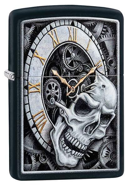 Зажигалка ZIPPO Skull Clock с покрытием Black Matte Zippo, Артикул: 29854 фото №1