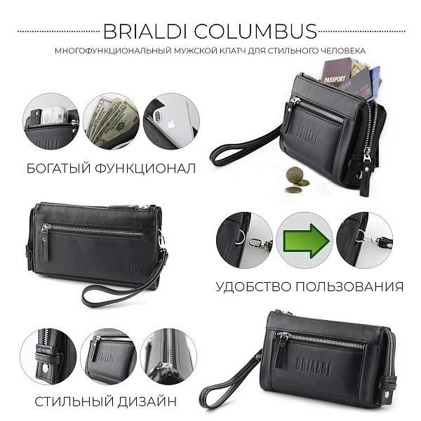 Мужской клатч BRIALDI Columbus (Колумбус) black BR00247JZ Черный Brialdi, Артикул: BR00247JZ фото №1