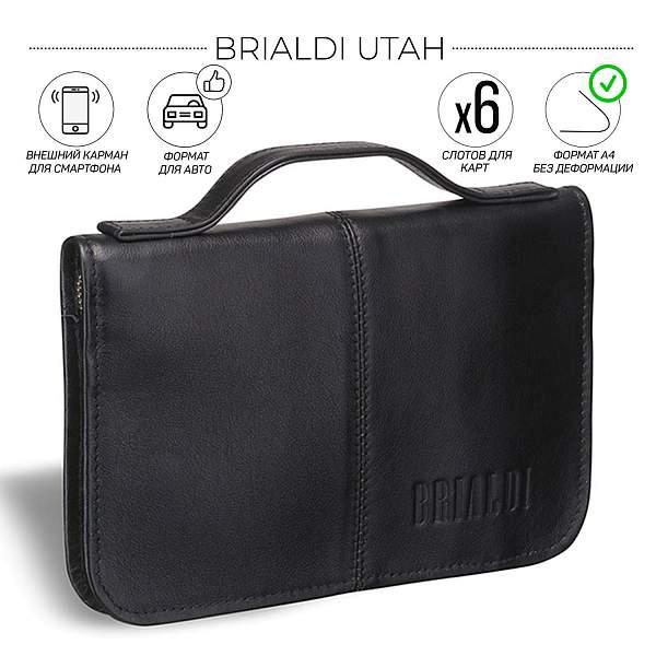 Мужской клатч BRIALDI Utah (Юта) black BR00920TB Черный Brialdi, Артикул: BR00920TB фото №1