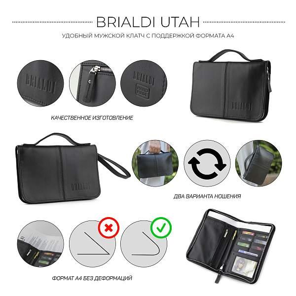 Мужской клатч BRIALDI Utah (Юта) black BR00920TB Черный Brialdi, Артикул: BR00920TB фото №1