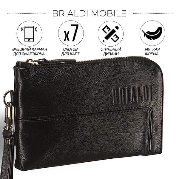 Мужской клатч BRIALDI Mobile (Мобил) black BR01516WL Черный Brialdi, Артикул: BR01516WL фото №1