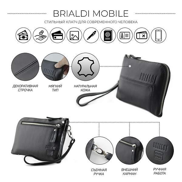 Мужской клатч BRIALDI Mobile (Мобил) black BR01516WL Черный Brialdi, Артикул: BR01516WL фото №1