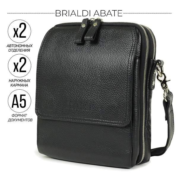 Кожаная сумка через плечо BRIALDI Abate (Абате) relief black BR26688YO Черный Brialdi, Артикул: BR26688YO фото №1