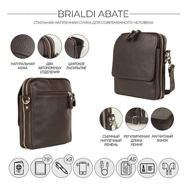 Кожаная сумка через плечо BRIALDI Abate (Абате) relief brown BR26689DC Коричневый Brialdi, Артикул: BR26689DC фото №1