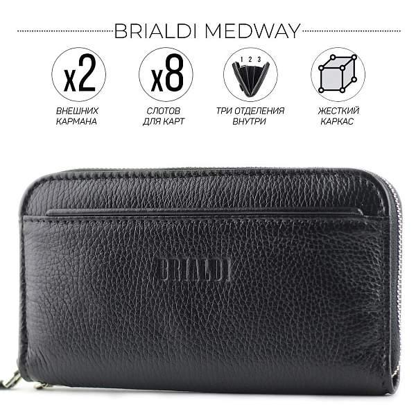 Мужской клатч BRIALDI Medway (Медуэй) relief black BR28535DX Черный Brialdi, Артикул: BR28535DX фото №1