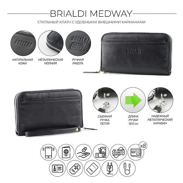 Мужской клатч BRIALDI Medway (Медуэй) relief black BR28535DX Черный Brialdi, Артикул: BR28535DX фото №1