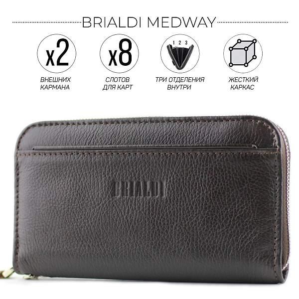 Мужской клатч BRIALDI Medway (Медуэй) relief brown BR28537WO Коричневый Brialdi, Артикул: BR28537WO фото №1