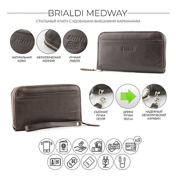 Мужской клатч BRIALDI Medway (Медуэй) relief brown BR28537WO Коричневый Brialdi, Артикул: BR28537WO фото №1