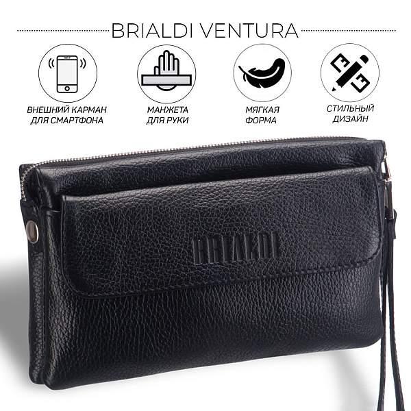 Мужской кожаный клатч BRIALDI Ventura (Вентура) relief black BR13001GG Черный Brialdi, Артикул: BR13001GG фото №1