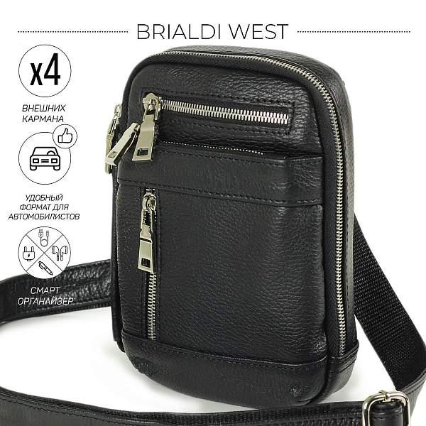 Кожаная сумка через плечо mini-формата BRIALDI West (Вест) relief black BR13003HT Черный Brialdi, Артикул: BR13003HT фото №1