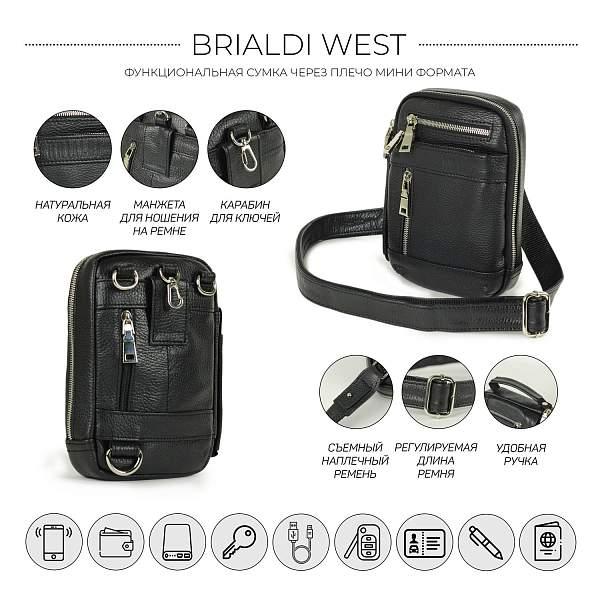 Кожаная сумка через плечо mini-формата BRIALDI West (Вест) relief black BR13003HT Черный Brialdi, Артикул: BR13003HT фото №1