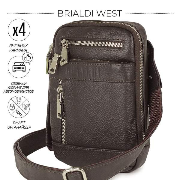 Кожаная сумка через плечо mini-формата BRIALDI West (Вест) relief brown BR13004DX Коричневый Brialdi, Артикул: BR13004DX фото №1