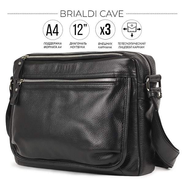 Горизонтальная сумка через плечо BRIALDI Cave (Каве) relief black BR19857SQ Черный Brialdi, Артикул: BR19857SQ фото №1