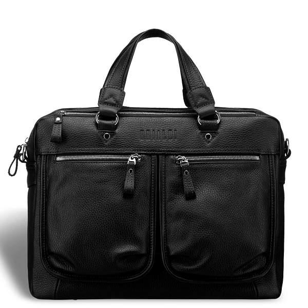 Вместительная деловая сумка с двумя отделениями BRIALDI Arce (Арчи) relief black BR19859PU Черный Brialdi, Артикул: BR19859PU фото №1