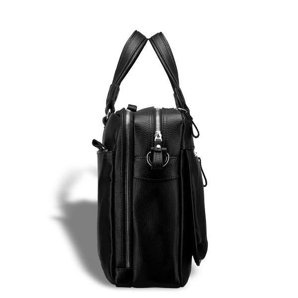 Вместительная деловая сумка с двумя отделениями BRIALDI Arce (Арчи) relief black BR19859PU Черный Brialdi, Артикул: BR19859PU фото №1