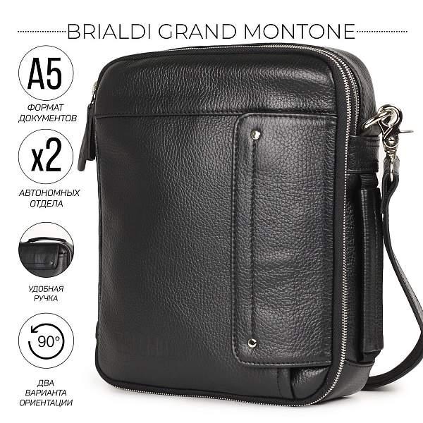 Оригинальная сумка через плечо BRIALDI Grand Montone (Монтоне) relief black BR19877YG Черный Brialdi, Артикул: BR19877YG фото №1