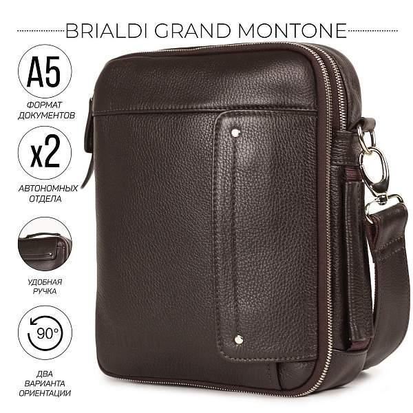 Оригинальная сумка через плечо BRIALDI Grand Montone (Монтоне) relief brown BR19878GO Коричневый Brialdi, Артикул: BR19878GO фото №1