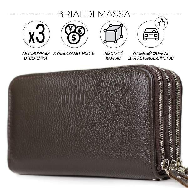 Вместительный клатч с 3-мя автономными отделениями BRIALDI Massa (Масса) relief brown BR23059PS Коричневый Brialdi, Артикул: BR23059PS фото №1