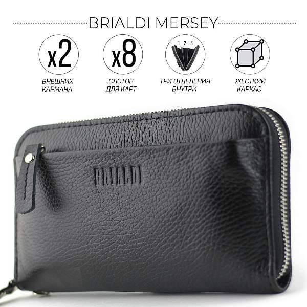 Мужской клатч BRIALDI Mersey (Мерси) relief black BR28560BB Черный Brialdi, Артикул: BR28560BB фото №1