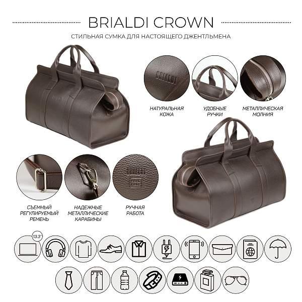 Дорожная сумка BRIALDI Crown (Краун) relief brown BR30868FH Коричневый Brialdi, Артикул: BR30868FH фото №1