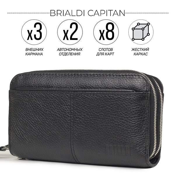 Мужской клатч с двумя отделениями BRIALDI Capitan (Капитан) relief black BR32911NM Черный Brialdi, Артикул: BR32911NM фото №1