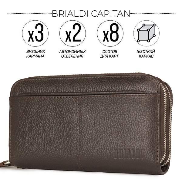 Мужской клатч с двумя отделениями BRIALDI Capitan (Капитан) relief brown BR32916QO Коричневый Brialdi, Артикул: BR32916QO фото №1