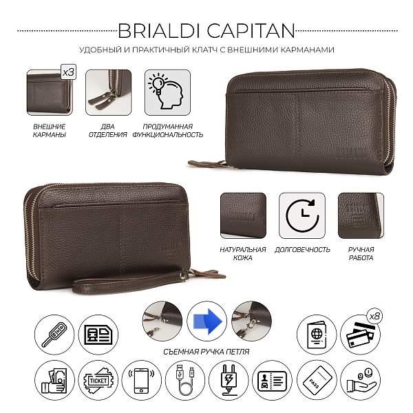 Мужской клатч с двумя отделениями BRIALDI Capitan (Капитан) relief brown BR32916QO Коричневый Brialdi, Артикул: BR32916QO фото №1