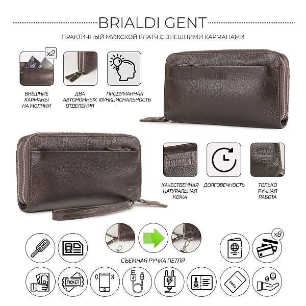 Мужской клатч с двумя отделениями BRIALDI Gent (Гент) relief brown BR32922LA Коричневый Brialdi, Артикул: BR32922LA фото №1