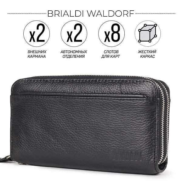 Мужской клатч с двумя отделениями BRIALDI Waldorf (Уолдорф) relief black BR32925SY Черный Brialdi, Артикул: BR32925SY фото №1