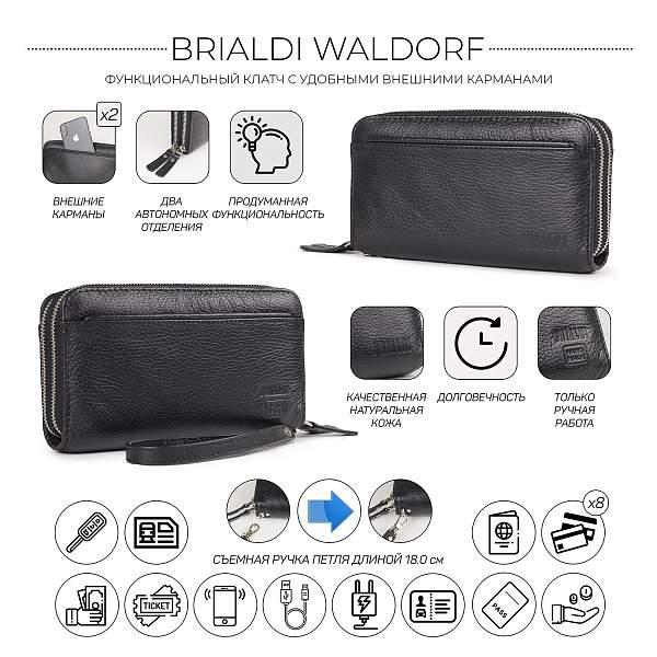 Мужской клатч с двумя отделениями BRIALDI Waldorf (Уолдорф) relief black BR32925SY Черный Brialdi, Артикул: BR32925SY фото №1