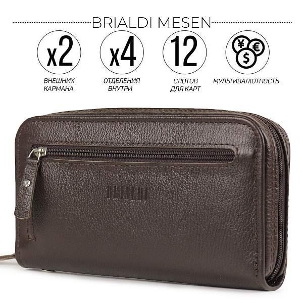 Мужской клатч с 4 внутренними отделениями BRIALDI Mesen (Месен) relief brown BR32936TA Коричневый Brialdi, Артикул: BR32936TA фото №1