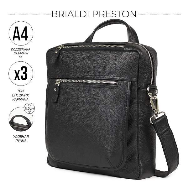 Кожаная сумка через плечо BRIALDI Preston (Престон) relief black BR33394JN Черный Brialdi, Артикул: BR33394JN фото №1