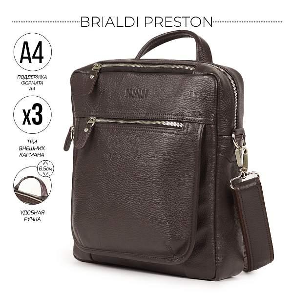 Кожаная сумка через плечо BRIALDI Preston (Престон) relief brown BR33395JA Коричневый Brialdi, Артикул: BR33395JA фото №1