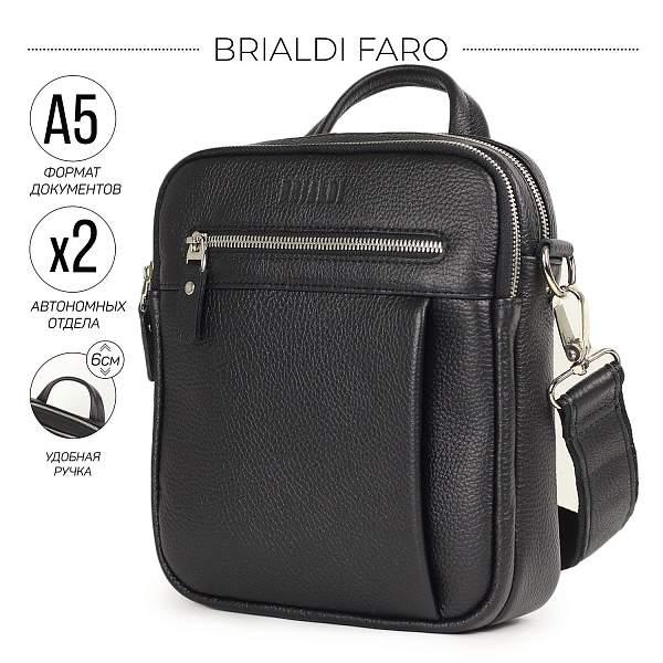 Кожаная сумка через плечо BRIALDI Faro (Фару) relief black BR33396OM Черный Brialdi, Артикул: BR33396OM фото №1