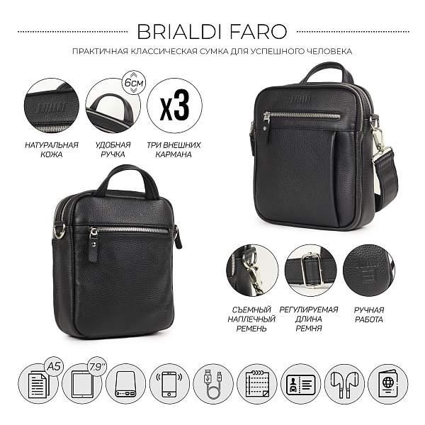 Кожаная сумка через плечо BRIALDI Faro (Фару) relief black BR33396OM Черный Brialdi, Артикул: BR33396OM фото №1