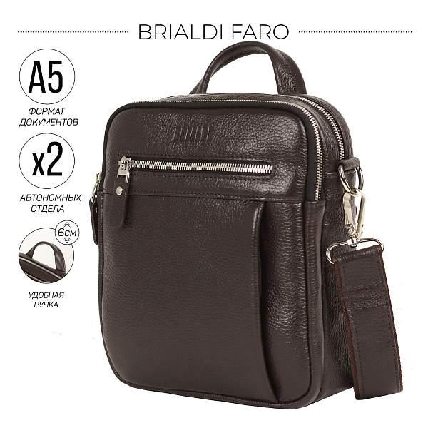 Кожаная сумка через плечо BRIALDI Faro (Фару) relief brown BR33398VA Коричневый Brialdi, Артикул: BR33398VA фото №1