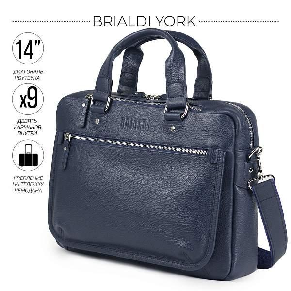 Деловая сумка BRIALDI York (Йорк) relief navy BR34108LU Синий Brialdi, Артикул: BR34108LU фото №1