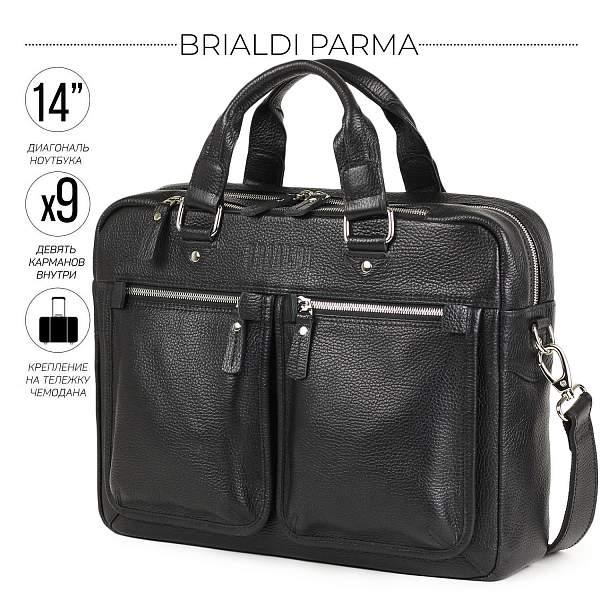 Деловая сумка для документов BRIALDI Parma (Парма) relief black BR34109SQ Черный Brialdi, Артикул: BR34109SQ фото №1