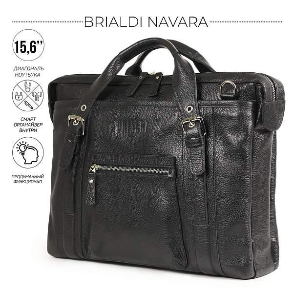 Деловая сумка BRIALDI Navara (Навара) relief black BR34127QH Черный Brialdi, Артикул: BR34127QH фото №1