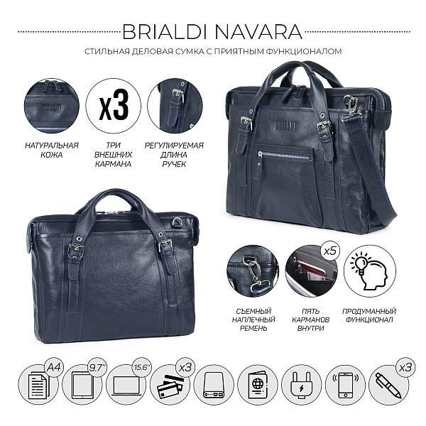 Деловая сумка BRIALDI Navara (Навара) relief navy BR34130PD Синий Brialdi, Артикул: BR34130PD фото №1