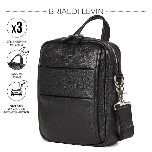 Кожаная сумка через плечо BRIALDI Levin (Левин) relief black BR34406HU Черный Brialdi, Артикул: BR34406HU фото №1