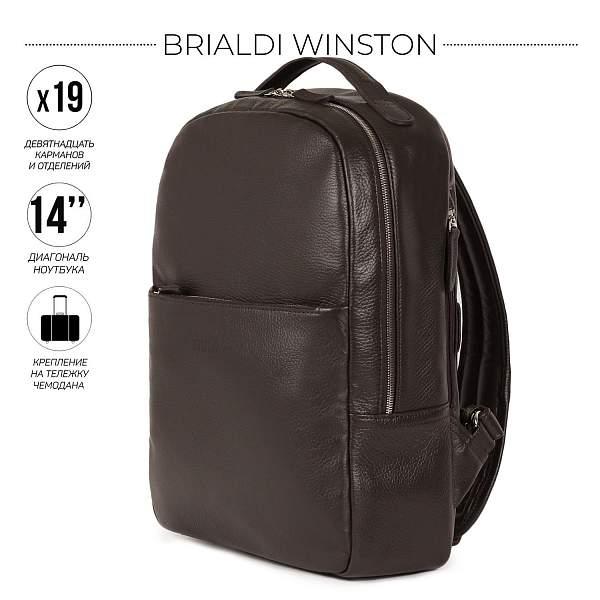 Стильный деловой рюкзак с 19 карманами и отделениями BRIALDI Winston (Винстон) relief brown BR35566LR Коричневый Brialdi, Артикул: BR35566LR фото №1