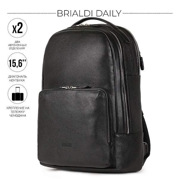 Мужской рюкзак с 2 автономными отделениями BRIALDI Daily (Дейли) relief black BR37166JZ Черный Brialdi, Артикул: BR37166JZ фото №1