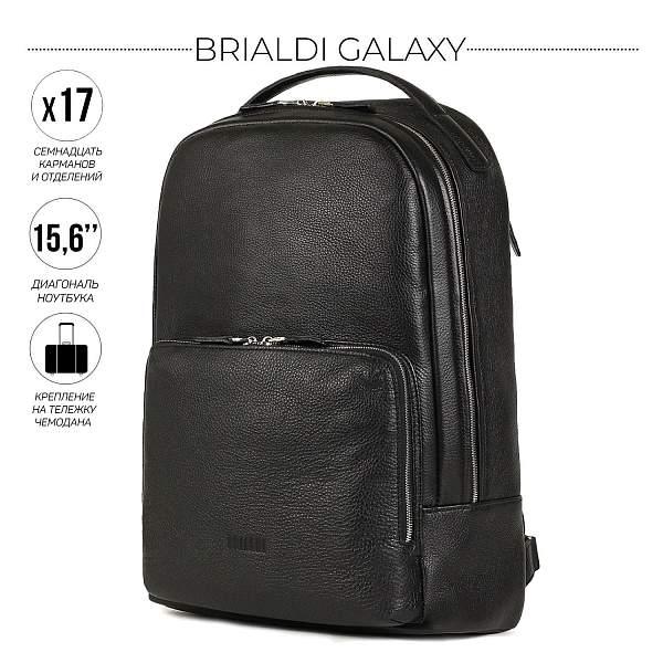 Мужской рюкзак с 17 карманами и отделениями BRIALDI Galaxy (Галакси) relief black BR37175UZ Черный Brialdi, Артикул: BR37175UZ фото №1