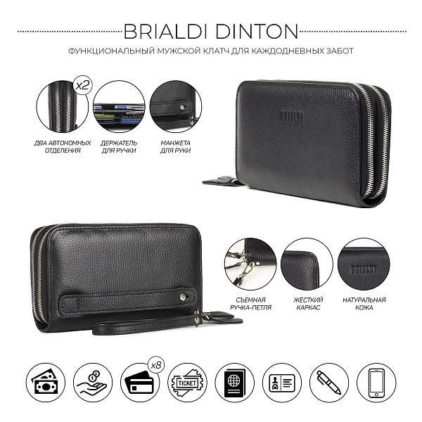 Мужской клатч с 2-мя автономными отделениями BRIALDI Dinton (Динтон) relief black BR43903OJ Черный Brialdi, Артикул: BR43903OJ фото №1