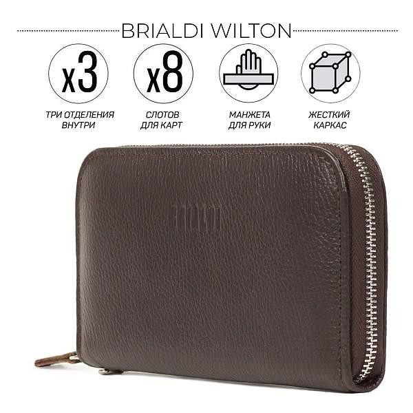 Мужской клатч BRIALDI Wilton (Уилтон) relief brown BR43906PV Коричневый Brialdi, Артикул: BR43906PV фото №1