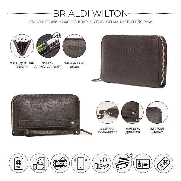 Мужской клатч BRIALDI Wilton (Уилтон) relief brown BR43906PV Коричневый Brialdi, Артикул: BR43906PV фото №1