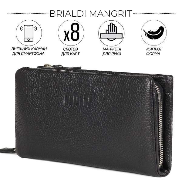 Мужской клатч мягкой формы BRIALDI Mangrit (Мангрит) relief black BR44377WP Черный Brialdi, Артикул: BR44377WP фото №1