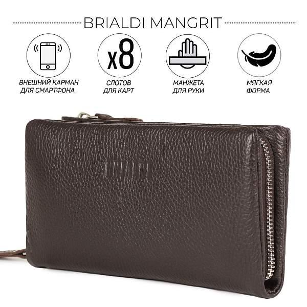 Мужской клатч мягкой формы BRIALDI Mangrit (Мангрит) relief brown BR44380AV Коричневый Brialdi, Артикул: BR44380AV фото №1