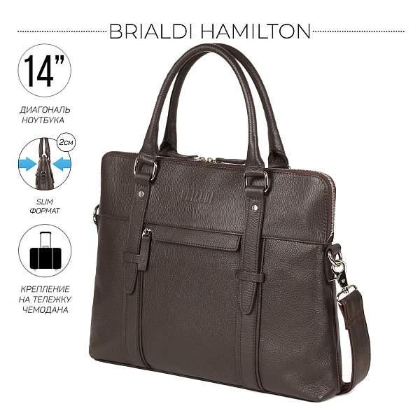 Мужская деловая сумка SLIM-формата для документов BRIALDI Hamilton (Гамильтон) relief brown BR44551NI Коричневый Brialdi, Артикул: BR44551NI фото №1